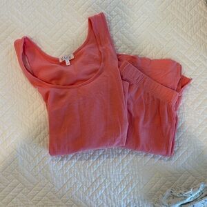Lake Pajamas Coral Pointelle Tank Top + Wide Leg Pants - size S